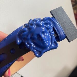 Versace blue/royal Medusa head belt